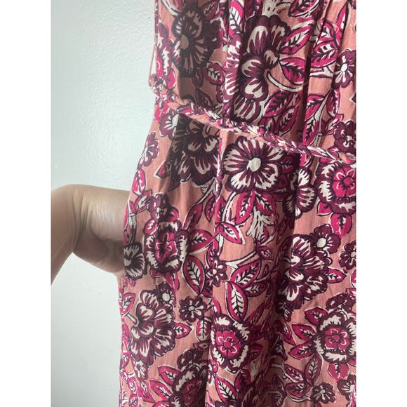 FAHERTY DRESS ISHA LINEN FLORAL MIDI PINK COTTAGECORE MILKMAID FALL BOHO - Picture 11 of 16